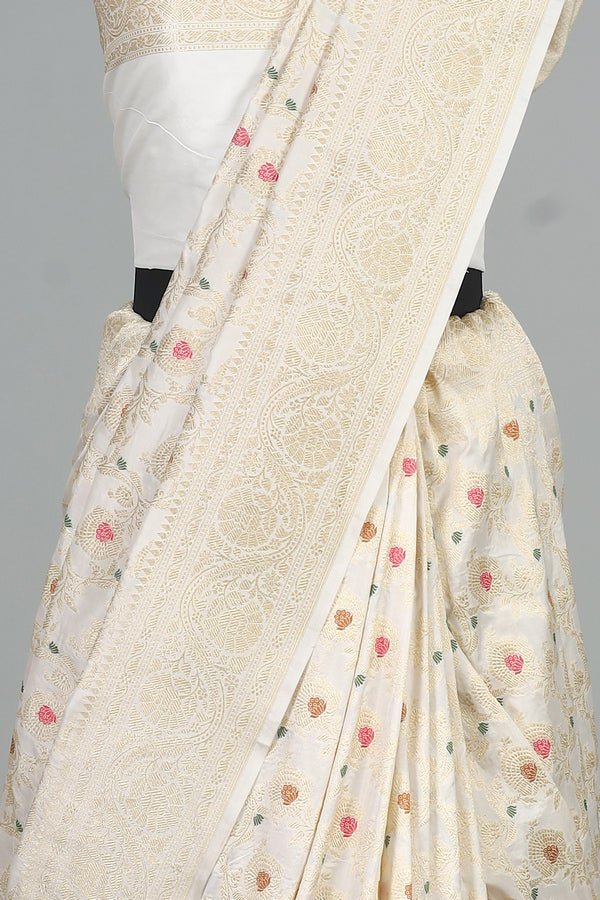 Handwoven White Dyeable Saree - AJA CREATION 249