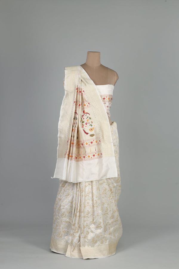 Handwoven White Dyeable Saree - AJA CREATION 253