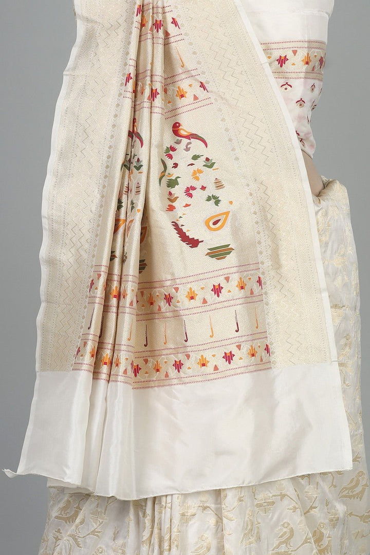 Handwoven White Dyeable Saree - AJA CREATION 253