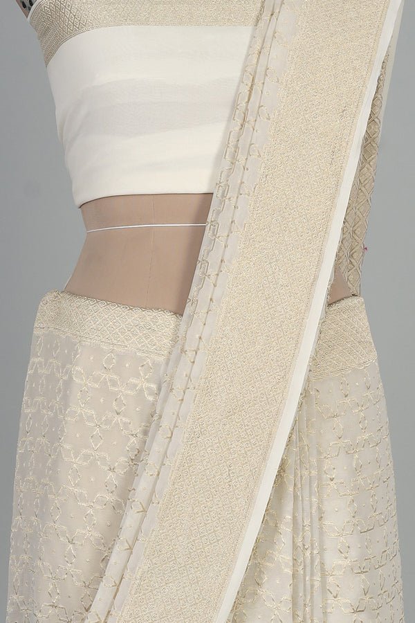 Handwoven White Dyeable Saree - AJA CREATION 255