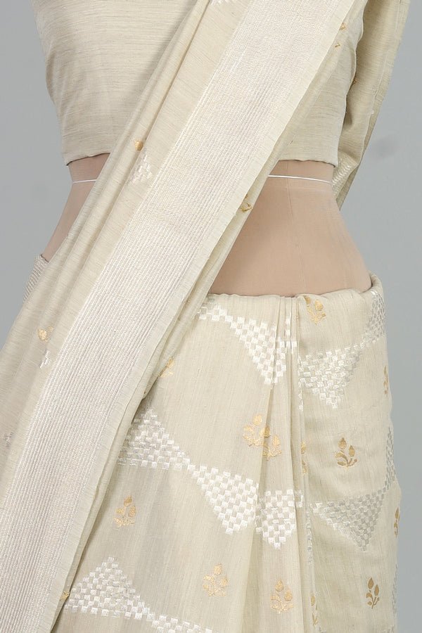 Handwoven White Dyeable Saree - AJA CREATION 259