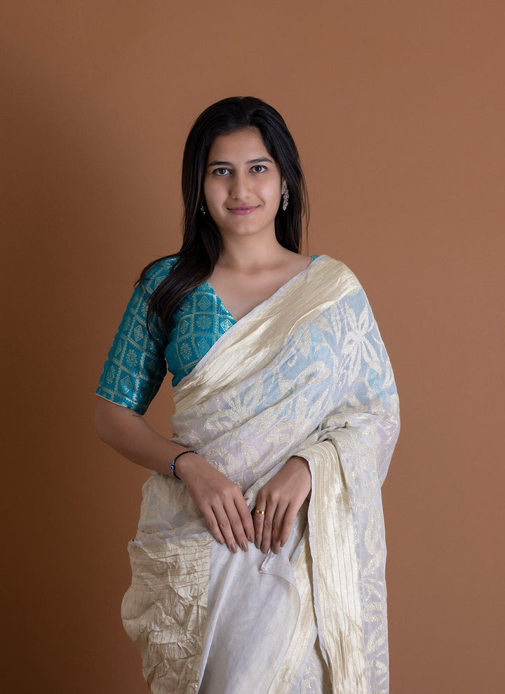 Handwoven White Dyeable Saree - AJA CREATION 263