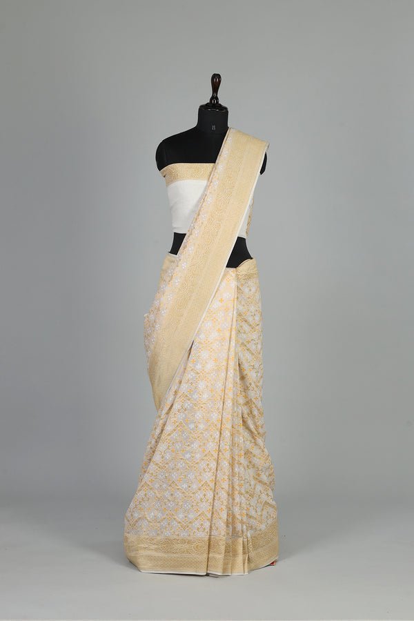 Handwoven White Dyeable Saree - AJA CREATION 265