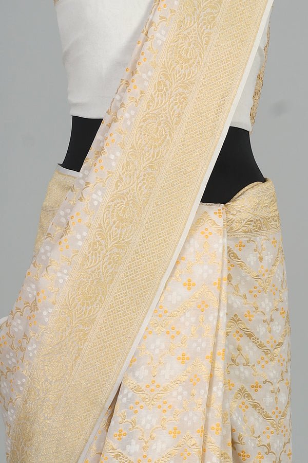 Handwoven White Dyeable Saree - AJA CREATION 265