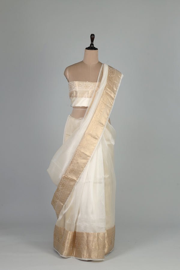 Handwoven White Dyeable Saree - AJA CREATION 268