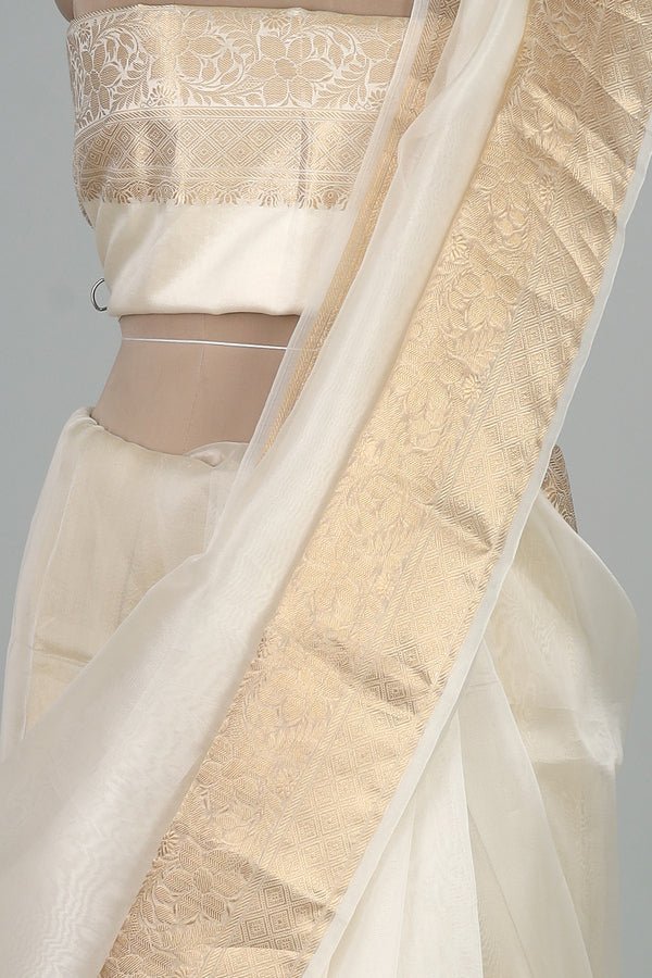 Handwoven White Dyeable Saree - AJA CREATION 268