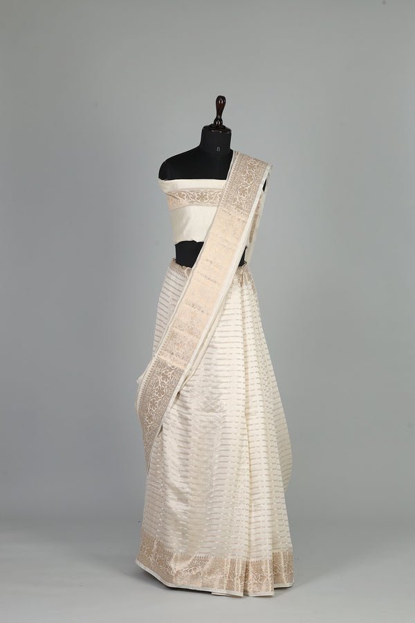 Handwoven White Dyeable Saree - AJA CREATION 274