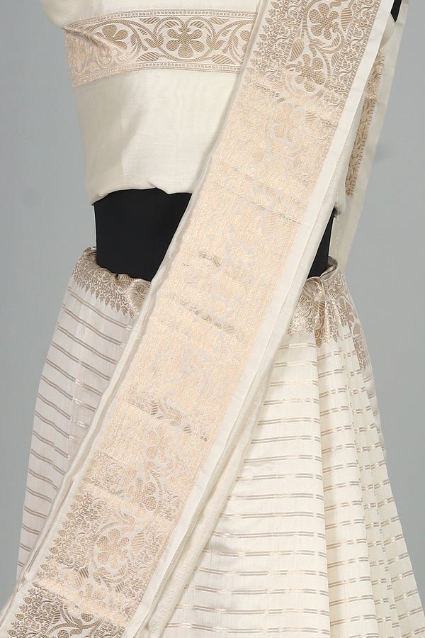 Handwoven White Dyeable Saree - AJA CREATION 274