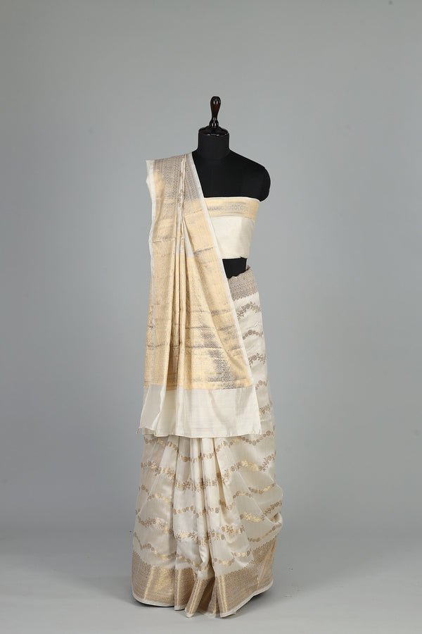 Handwoven White Dyeable Saree - AJA CREATION 275