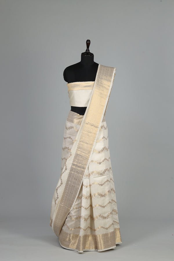 Handwoven White Dyeable Saree - AJA CREATION 275