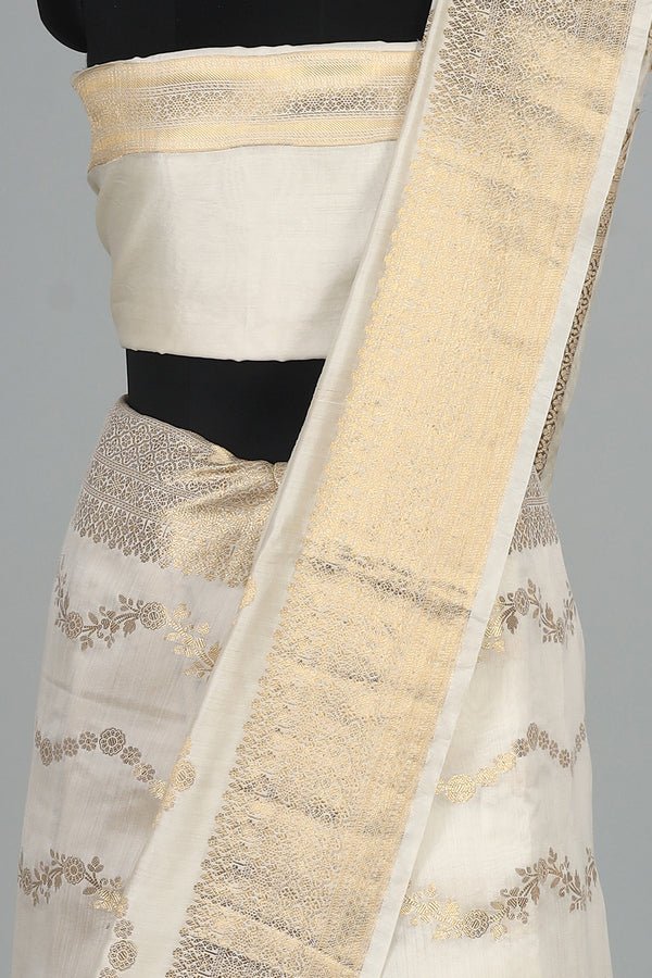 Handwoven White Dyeable Saree - AJA CREATION 275