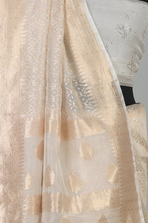 Handwoven White Dyeable Saree - AJA CREATION 277