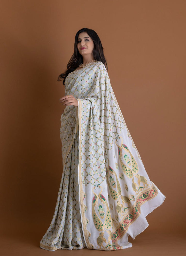 Handwoven White Dyeable Saree - AJA CREATION 308