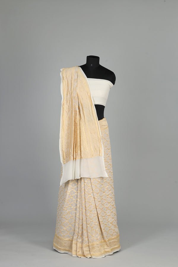 Handwoven White Dyeable Saree - AJA CREATION 6