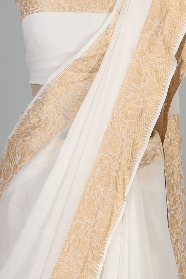 Handwoven White Dyeable Saree - AJA CREATION 91