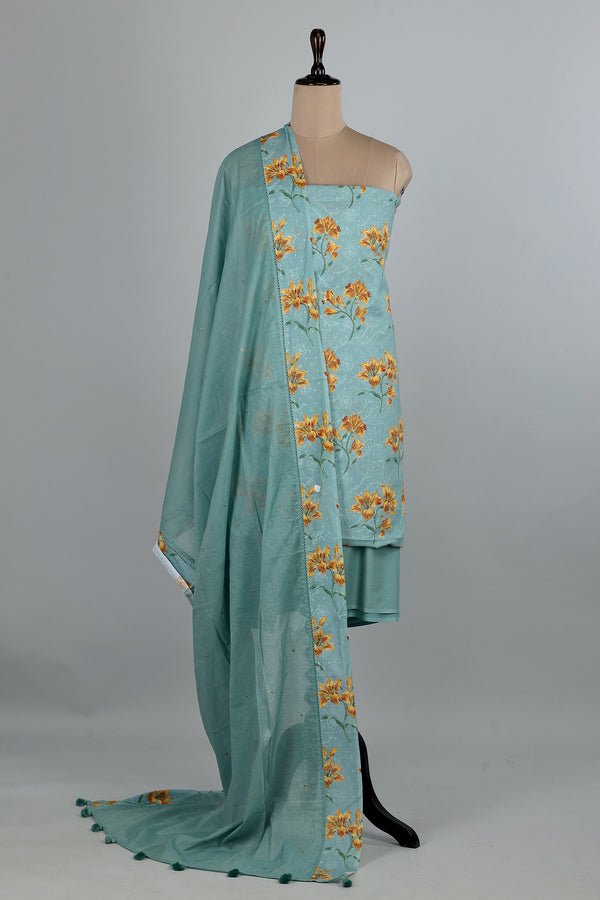 Turquoise Unstitched Dress Suit - AJA CREATION 158DS