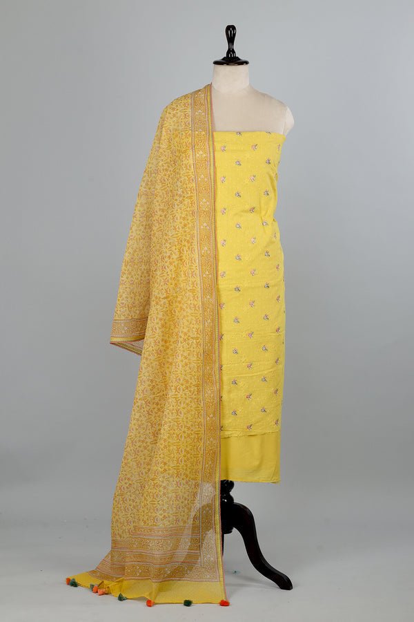 Yellow Unstitched Dress Suit - AJA CREATION 154