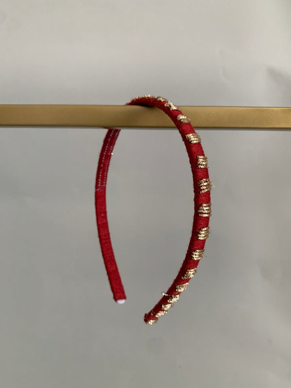 Zardoshi and Maroon Thread Headband - AJA CREATION 